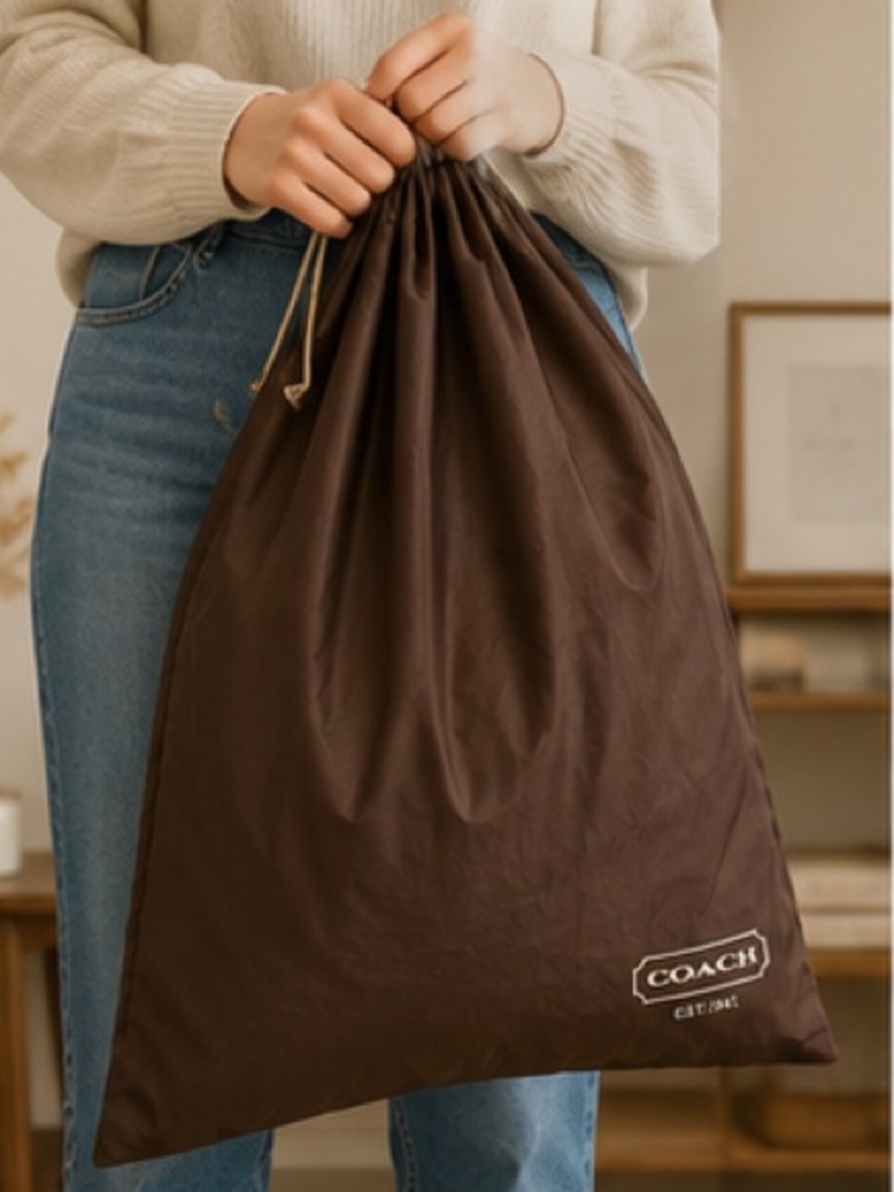 Coach Large Dust Bag Brown Storage Drawstring
